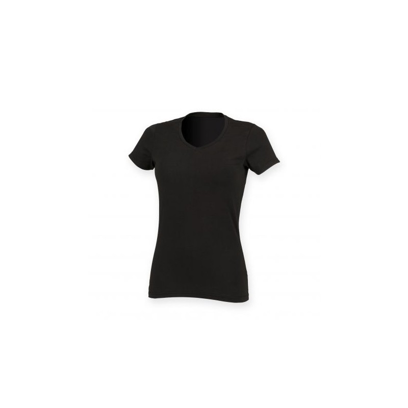 Tee-Shirt stretch Col V Femme